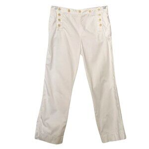 J CREW WOMEN'S SAILOR CHINO WHITE BUTTON FRONT BACK LACE UP PANTS - 6